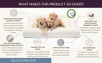 Amazon.com : Bluewater Dog Luxury Boucle Orthopedic Memory